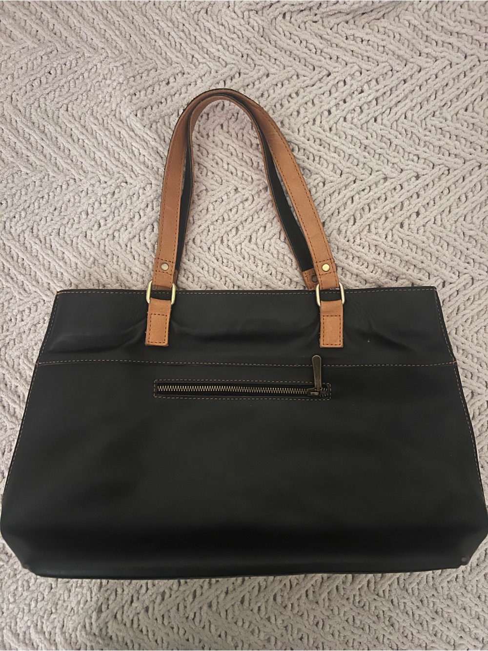 Genuine Leather Black Tote